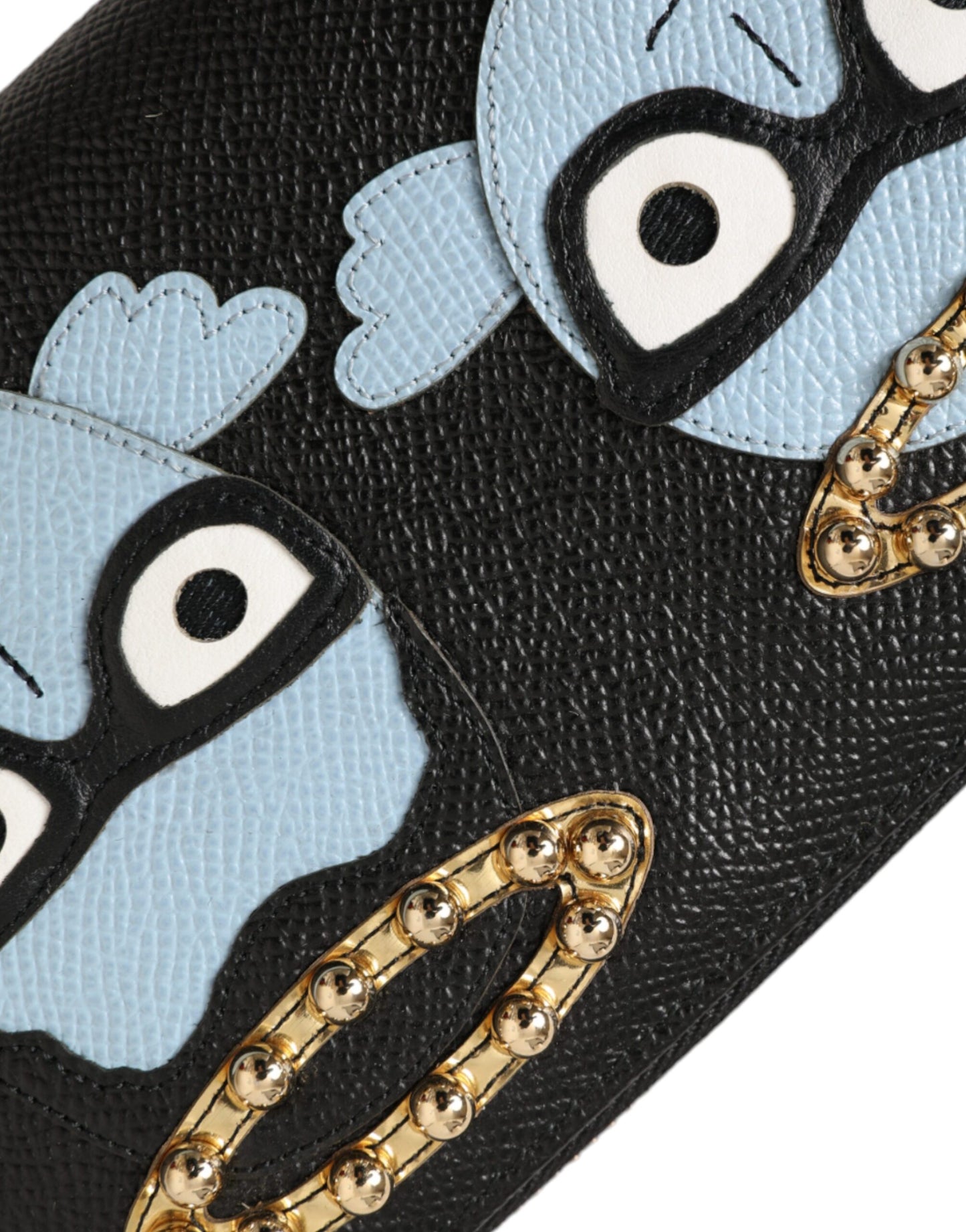 Dolce & Gabbana Schwarz Blau Leder #DGFAMILY Reißverschluss Continental Herren Geldbörse