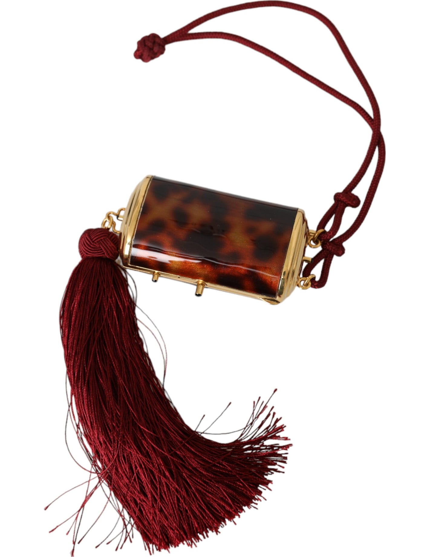 Mini trousse de maquillage à pompon et miroir léopard marron Dolce & Gabbana