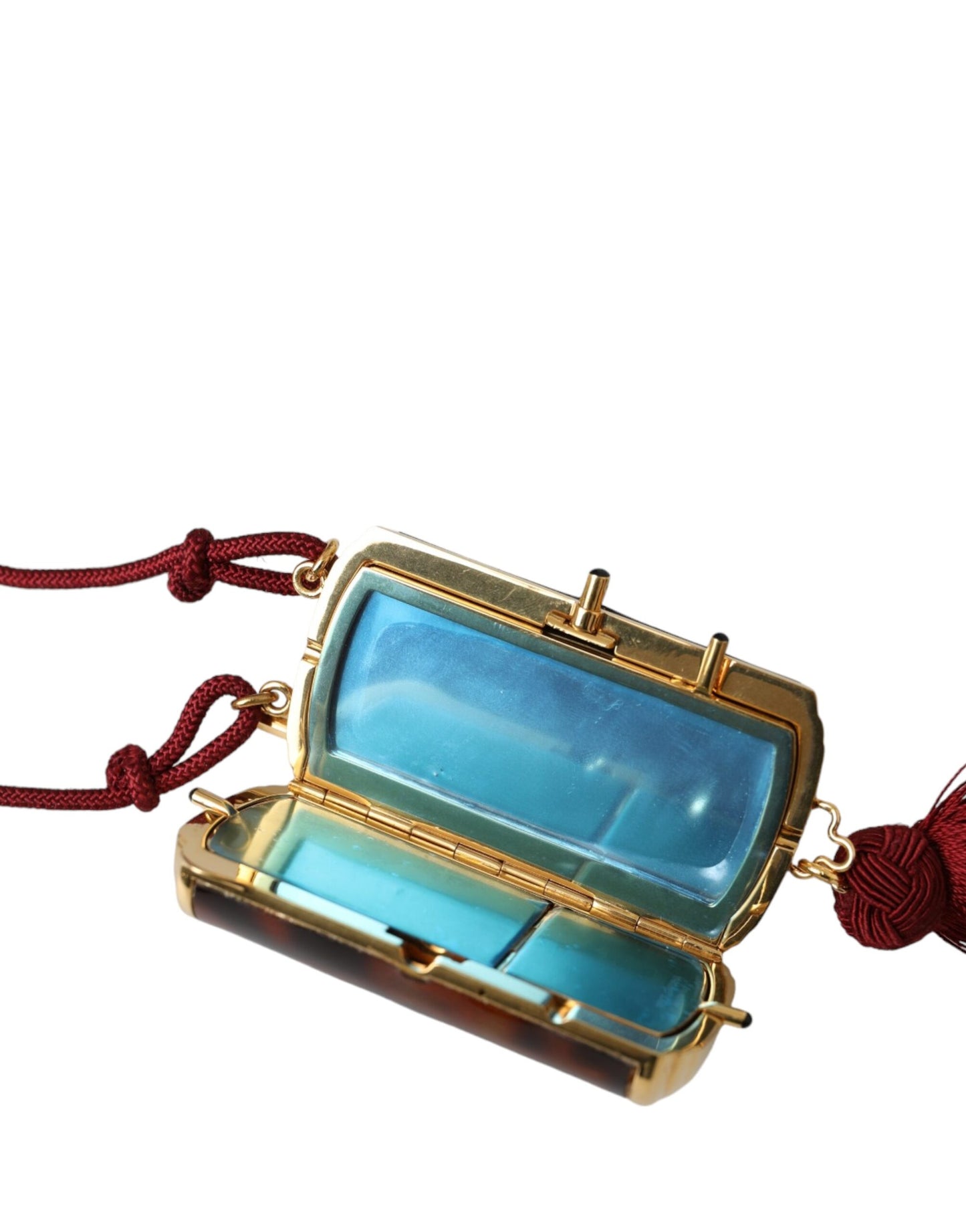 Mini trousse de maquillage à pompon et miroir léopard marron Dolce & Gabbana