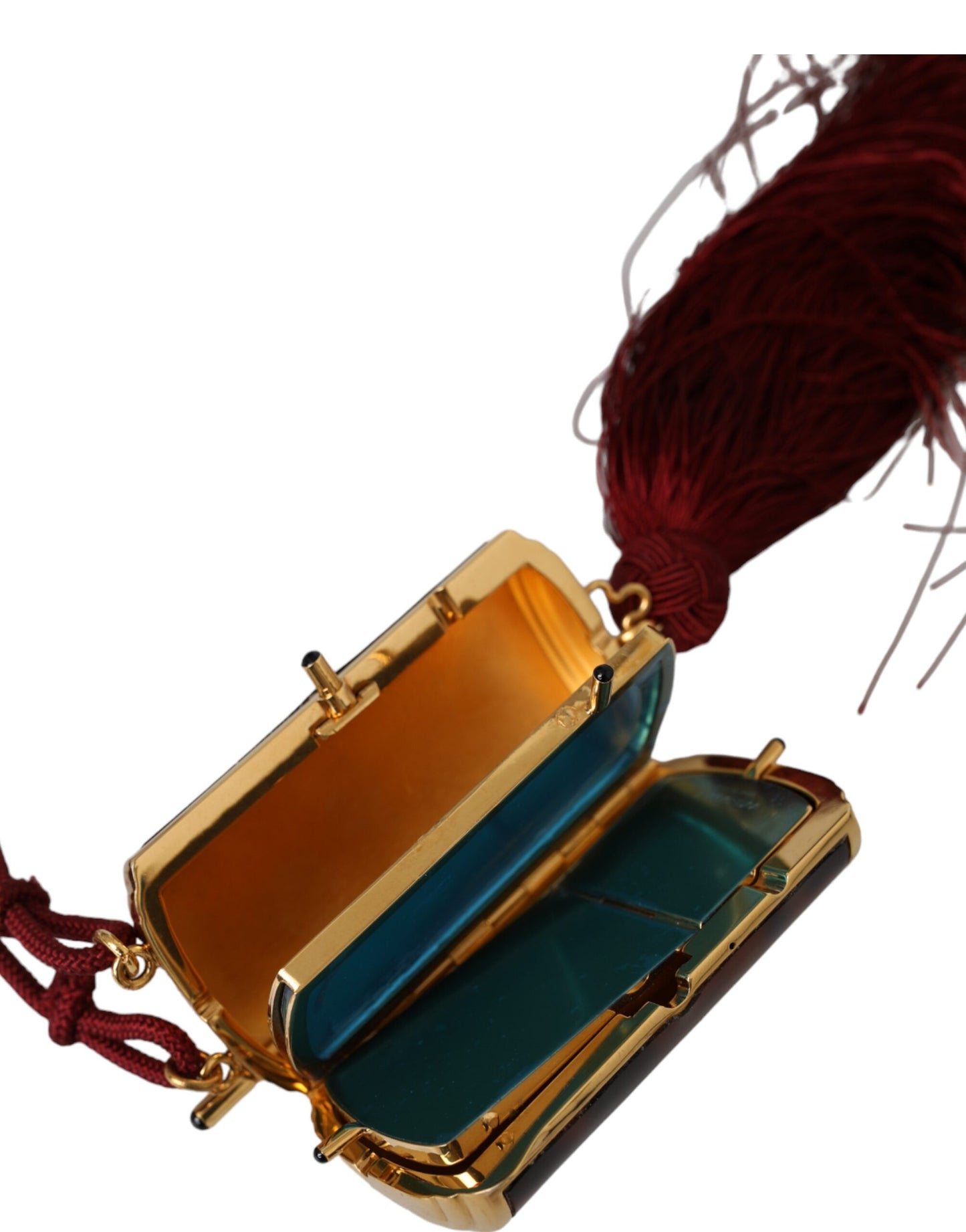 Mini trousse de maquillage à pompon et miroir léopard marron Dolce & Gabbana