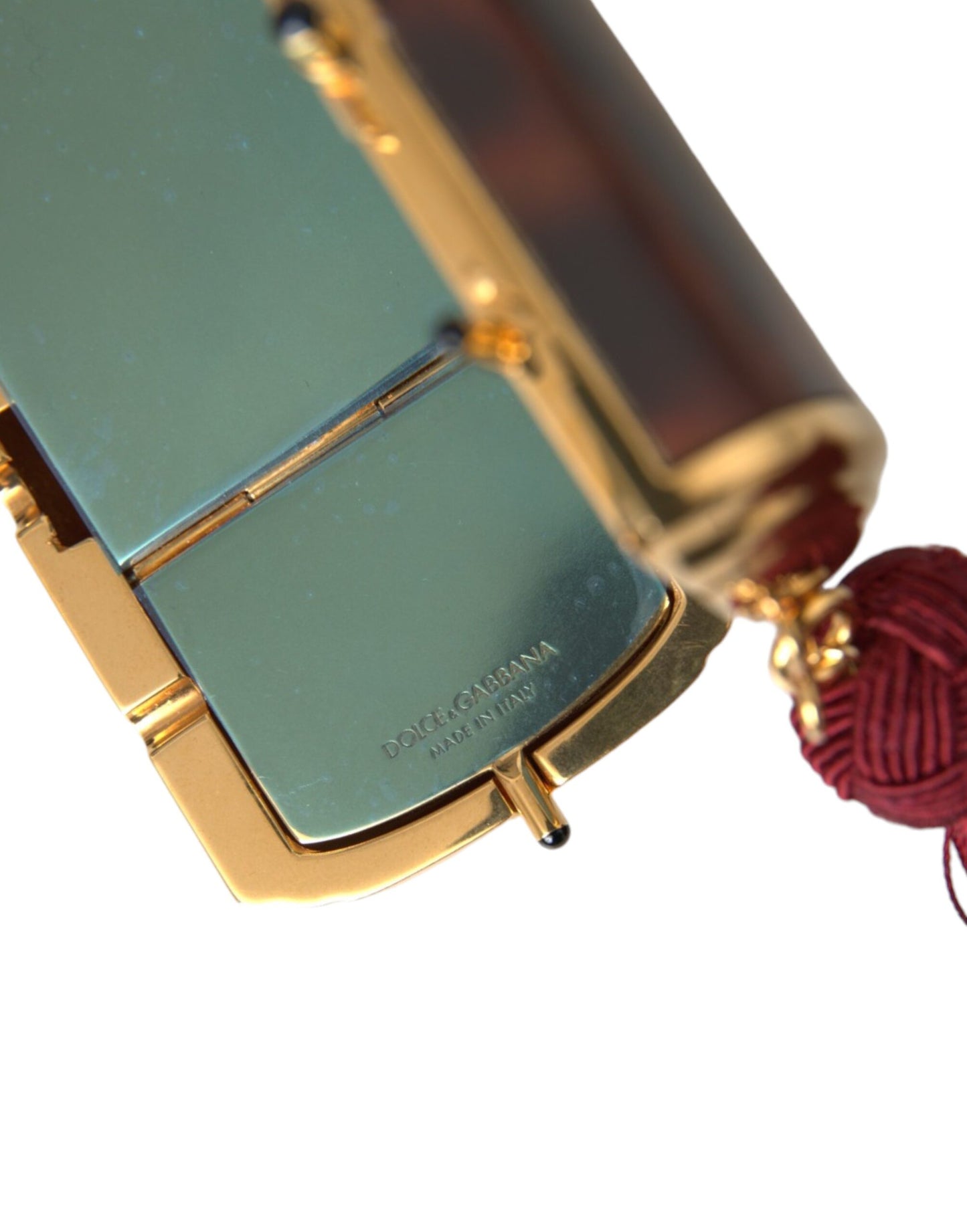 Mini trousse de maquillage à pompon et miroir léopard marron Dolce & Gabbana