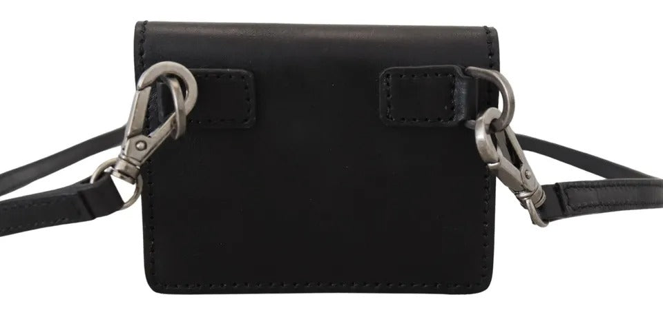 Dolce & Gabbana Damen-Geldbörse aus schwarzem Leder mit zweifacher Schulterriemen