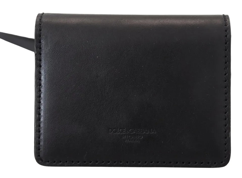 Dolce & Gabbana Damen-Geldbörse aus schwarzem Leder mit zweifacher Schulterriemen