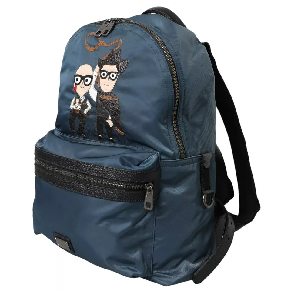 Dolce & Gabbana Blauer Nylon-Rucksack mit #DGFamily-Patch für Männer