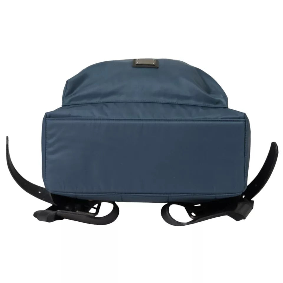 Dolce & Gabbana Blauer Nylon-Rucksack mit #DGFamily-Patch für Männer