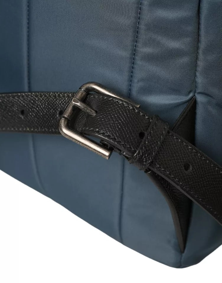 Dolce & Gabbana Blauer Nylon-Rucksack mit #DGFamily-Patch für Männer