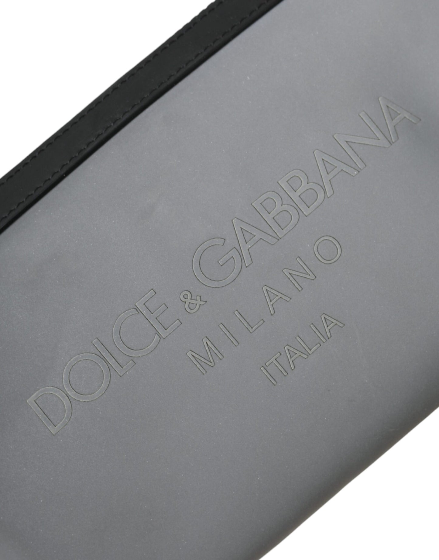 Sac banane à fermeture éclair en néoprène gris Dolce & Gabbana avec logo