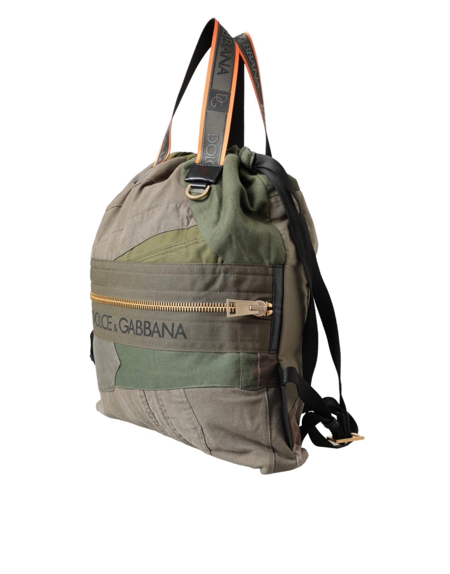 Dolce & Gabbana Militärgrüner Patchwork-Rucksack