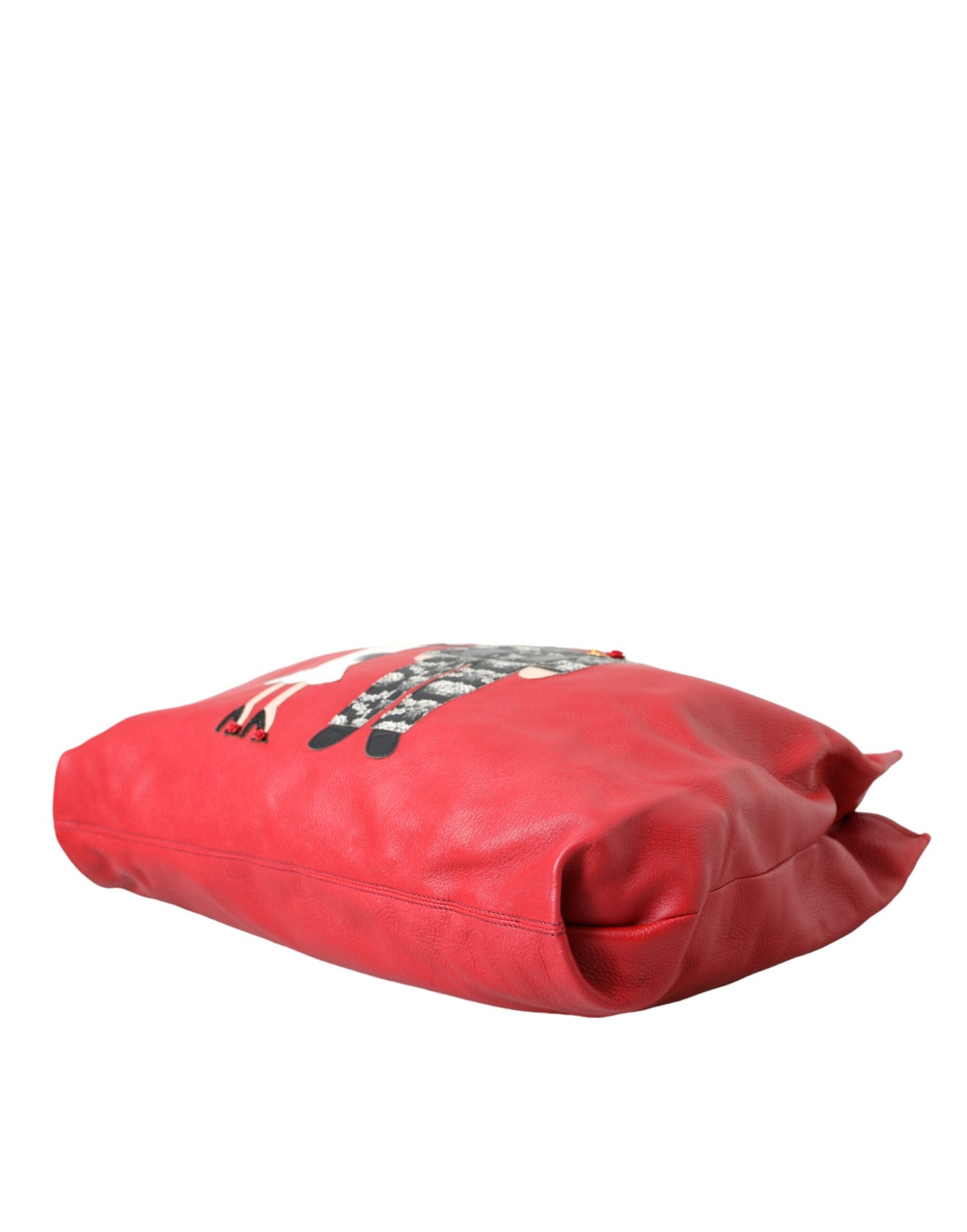 Dolce & Gabbana Red Leather #Dgfamily Patch Shopping Tote Bag