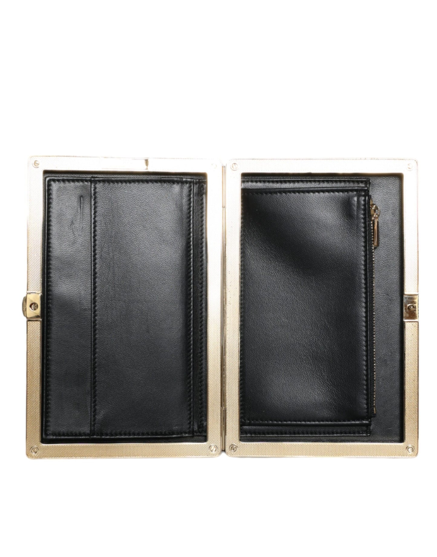 Dolce & Gabbana Clutch aus schwarzem Samt mit Goldrahmen, Abendtasche
