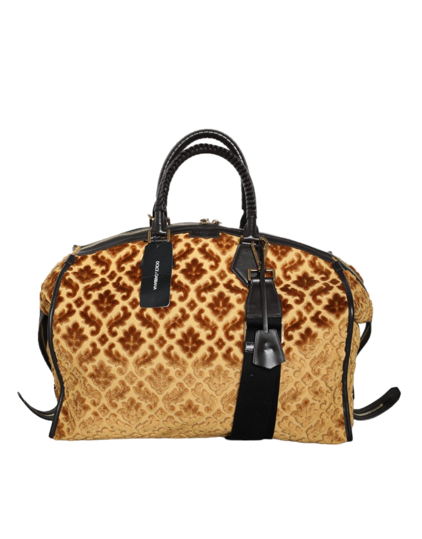 Dolce & Gabbana Beige Samt Top Handle Schulter Reisetasche Damen