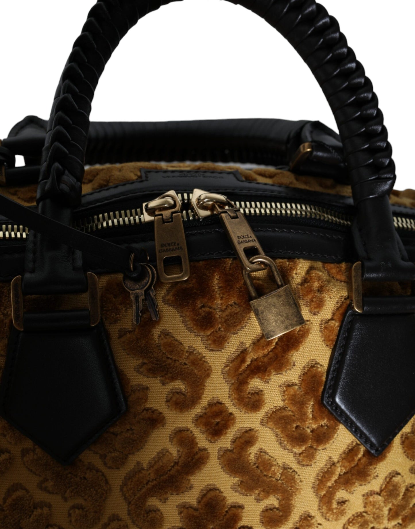 Dolce & Gabbana Beige Samt Top Handle Schulter Reisetasche Damen