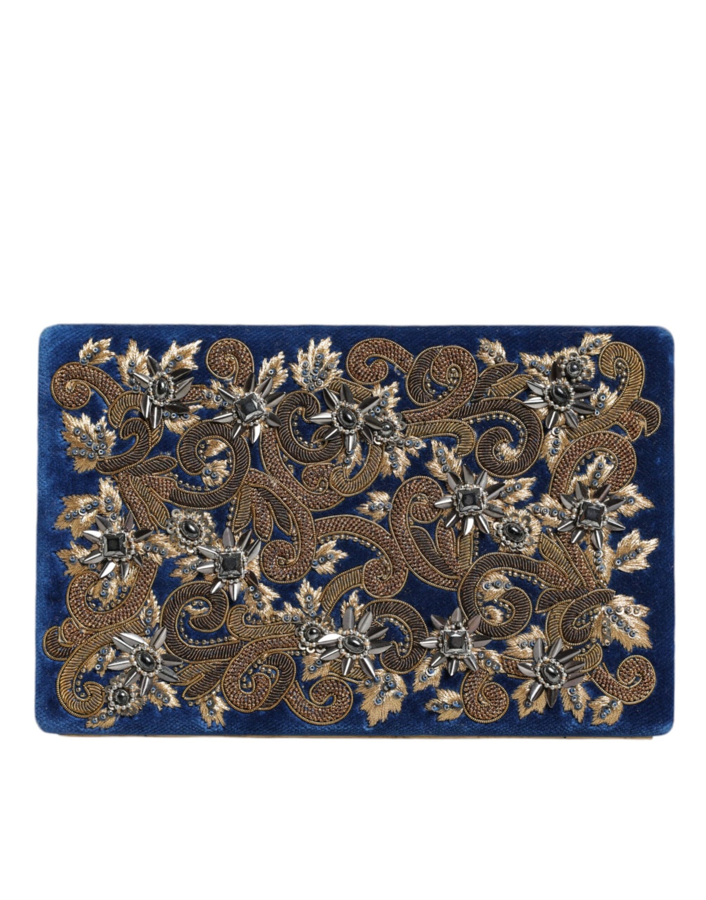 Dolce & Gabbana Blauer Samt Goldrahmen Clutch Abendtasche Partytasche