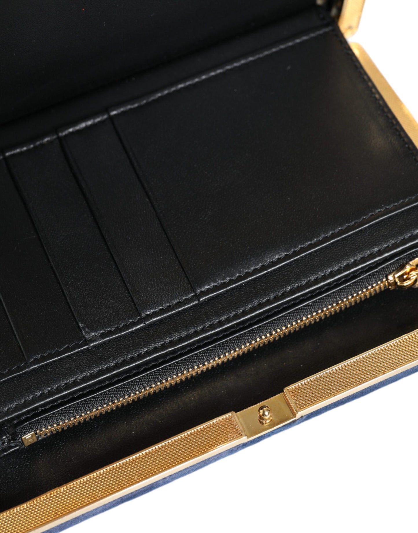 Dolce & Gabbana Blauer Samt Goldrahmen Clutch Abendtasche Partytasche