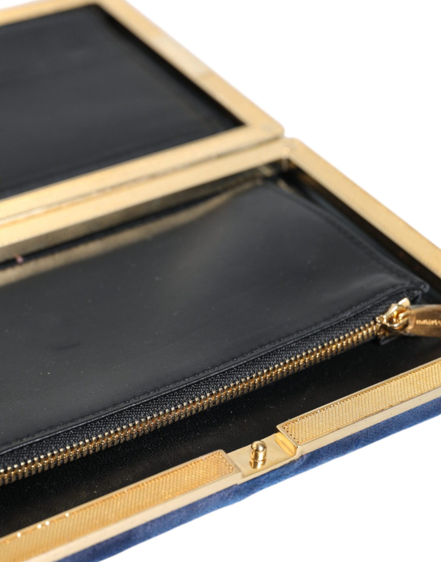 Dolce & Gabbana Blauer Samt Goldrahmen Clutch Abendtasche Partytasche