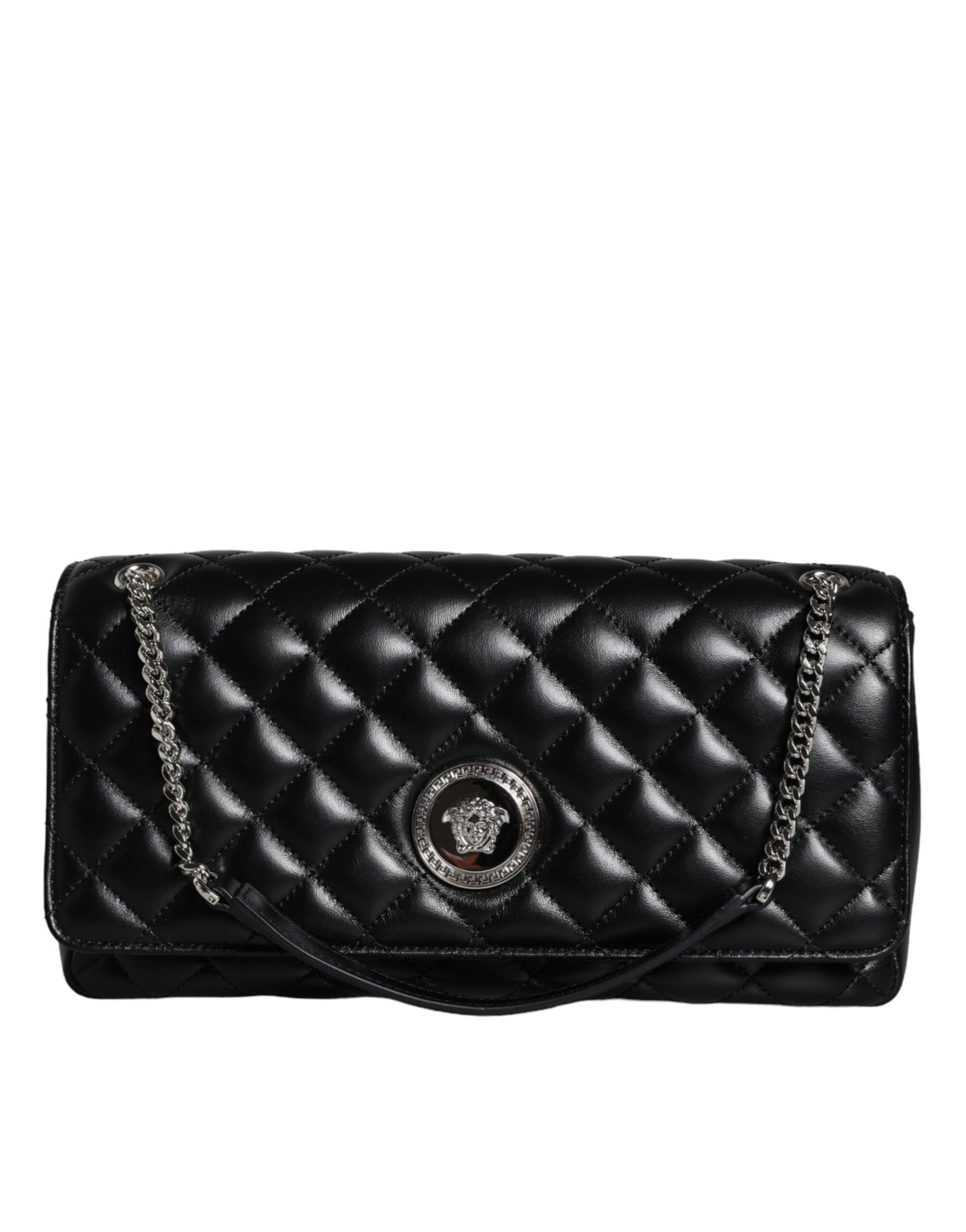 Sac bandoulière Versace en cuir d'agneau matelassé noir