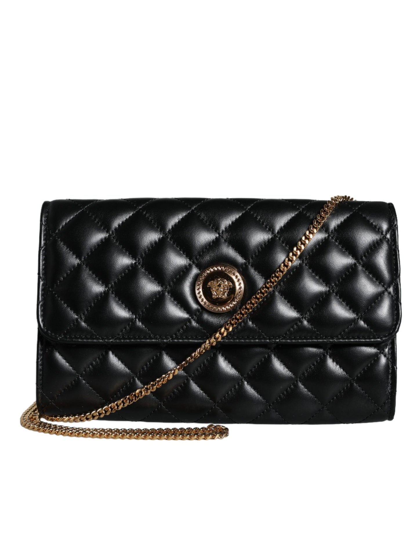 Sac bandoulière Versace en cuir nappa matelassé noir