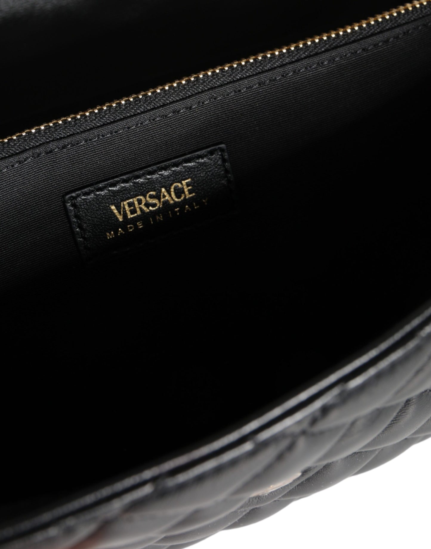 Sac bandoulière Versace en cuir nappa matelassé noir
