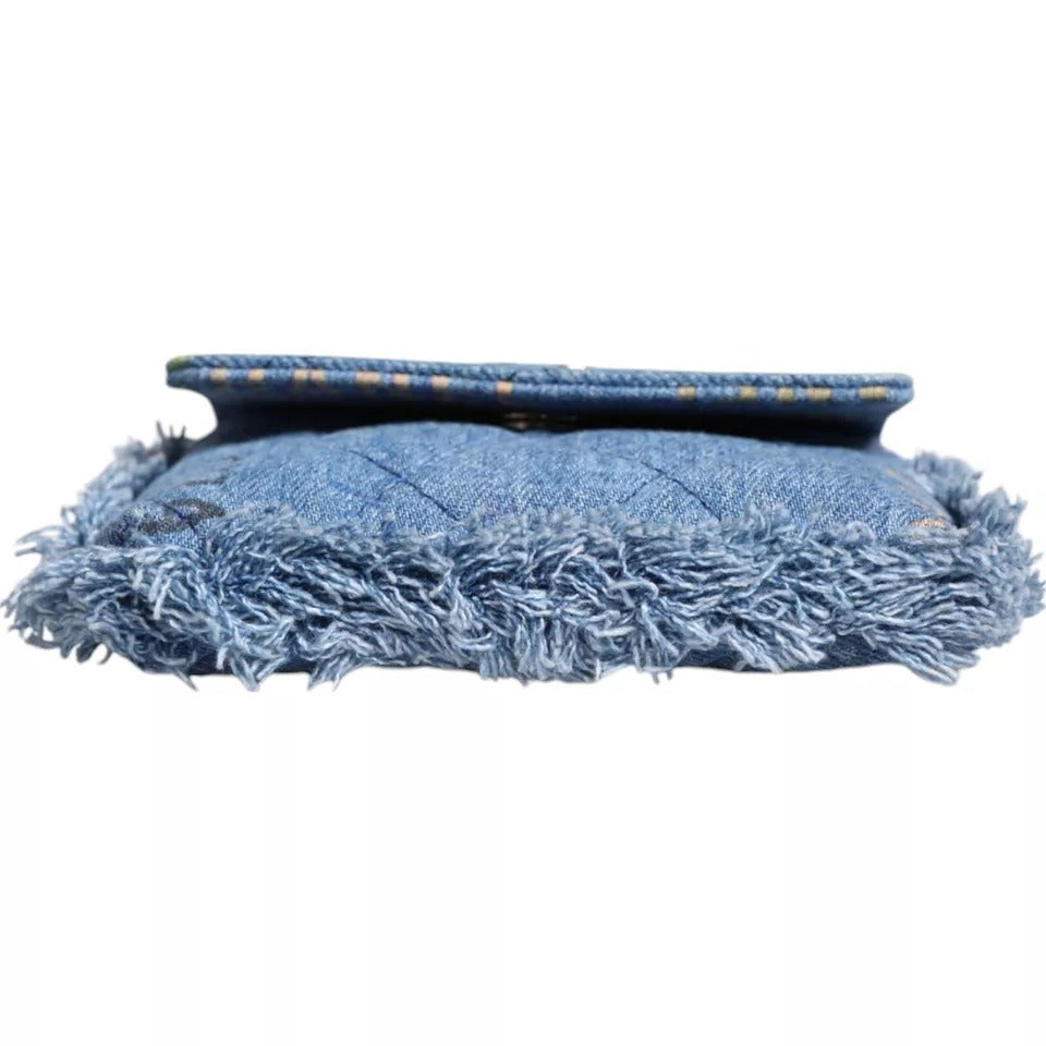 Sac bandoulière à franges imprimé micro logo Chanel Denim Mood Flap