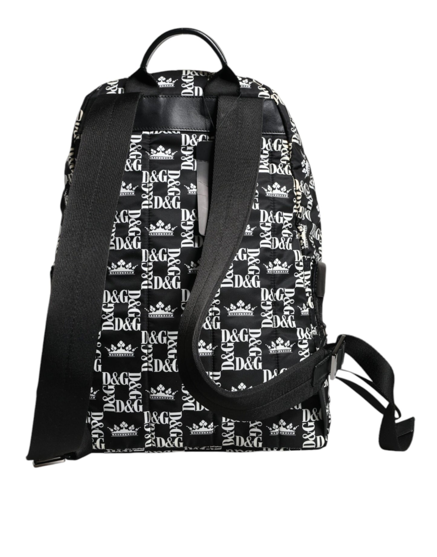 Dolce & Gabbana – Rucksack aus Nylon mit DG-Kronenlogo in Schwarz und Weiß
