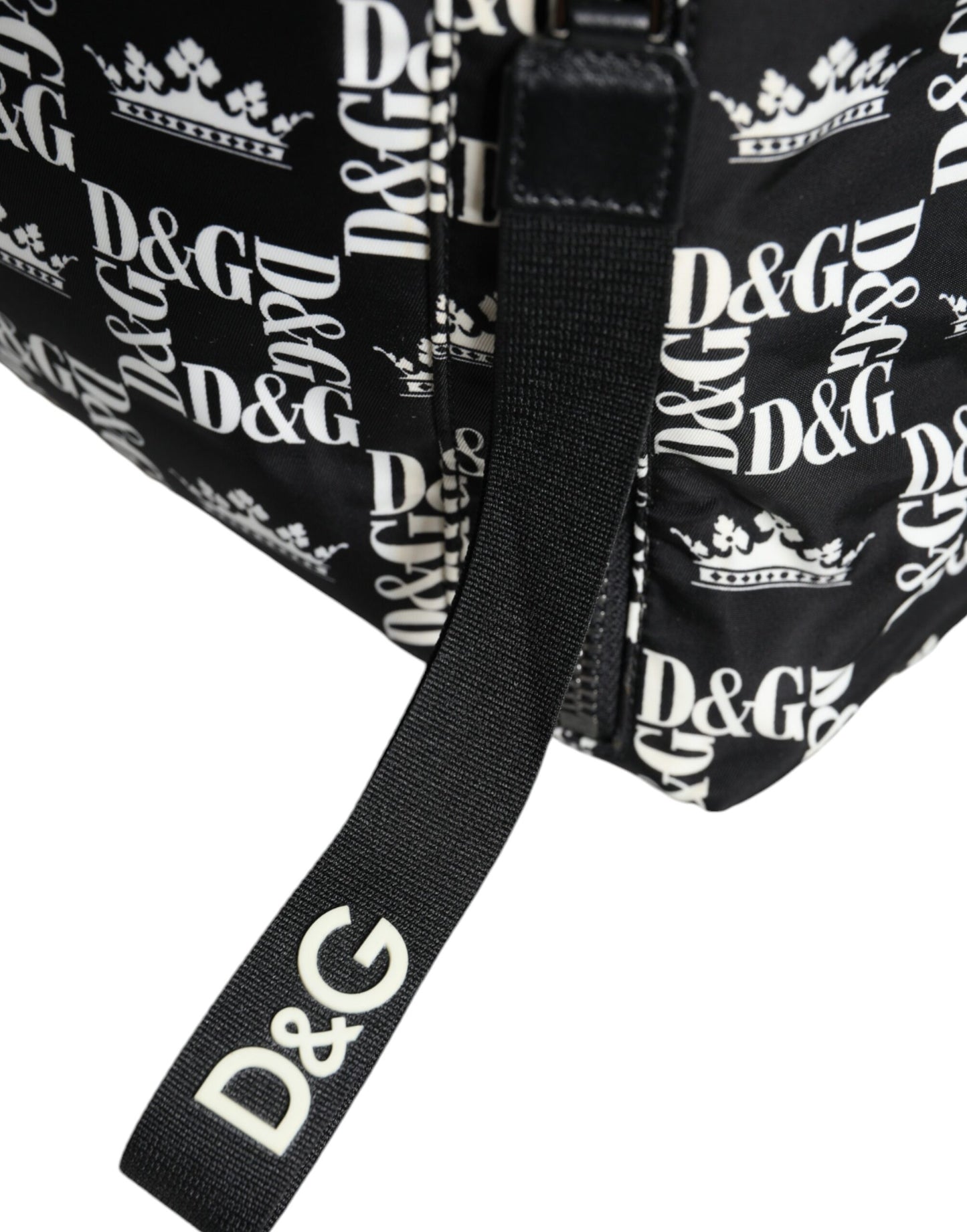Dolce & Gabbana – Rucksack aus Nylon mit DG-Kronenlogo in Schwarz und Weiß