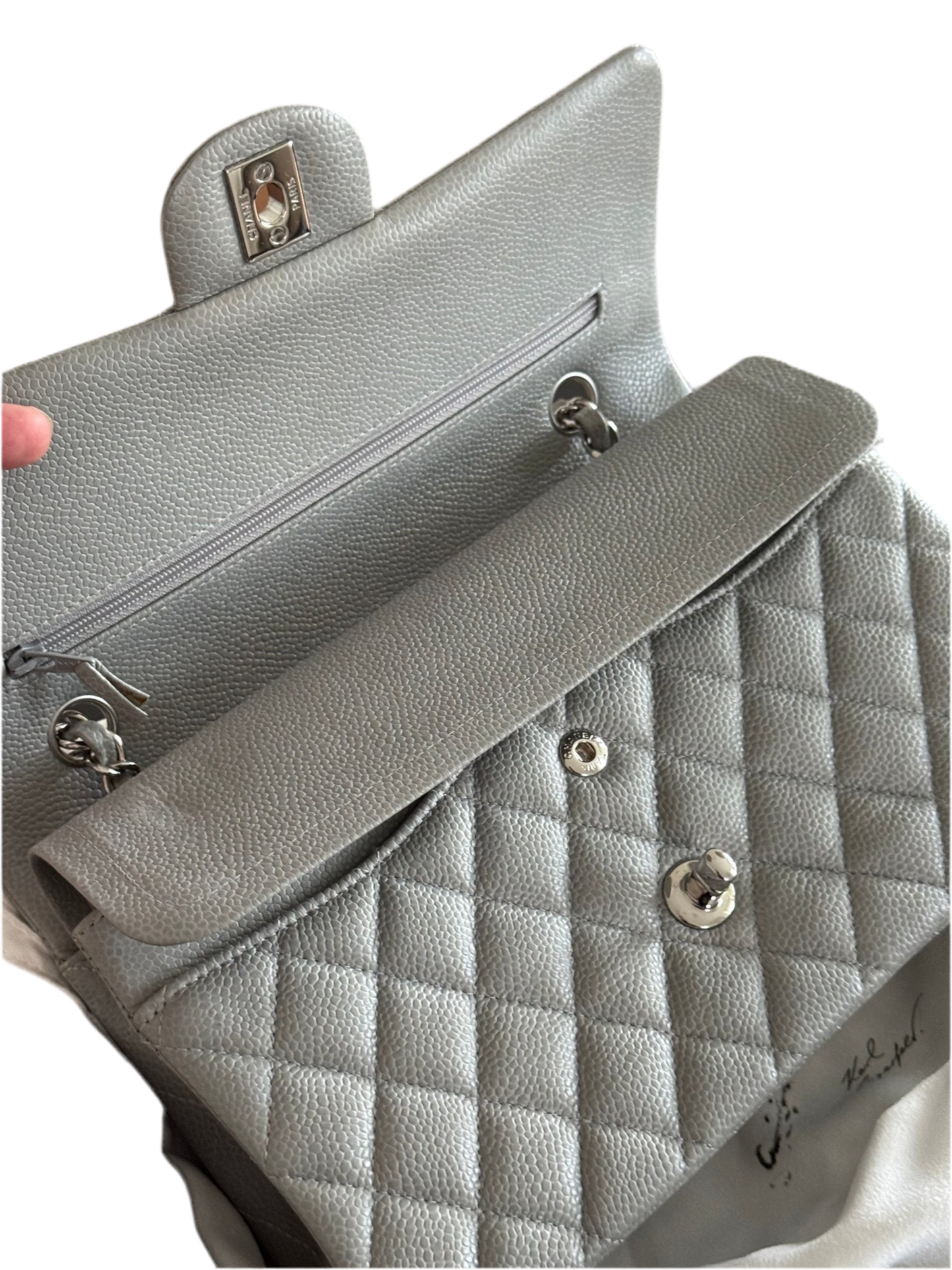 Gray Chanel Medium Double Flap Bag at The Platonist
