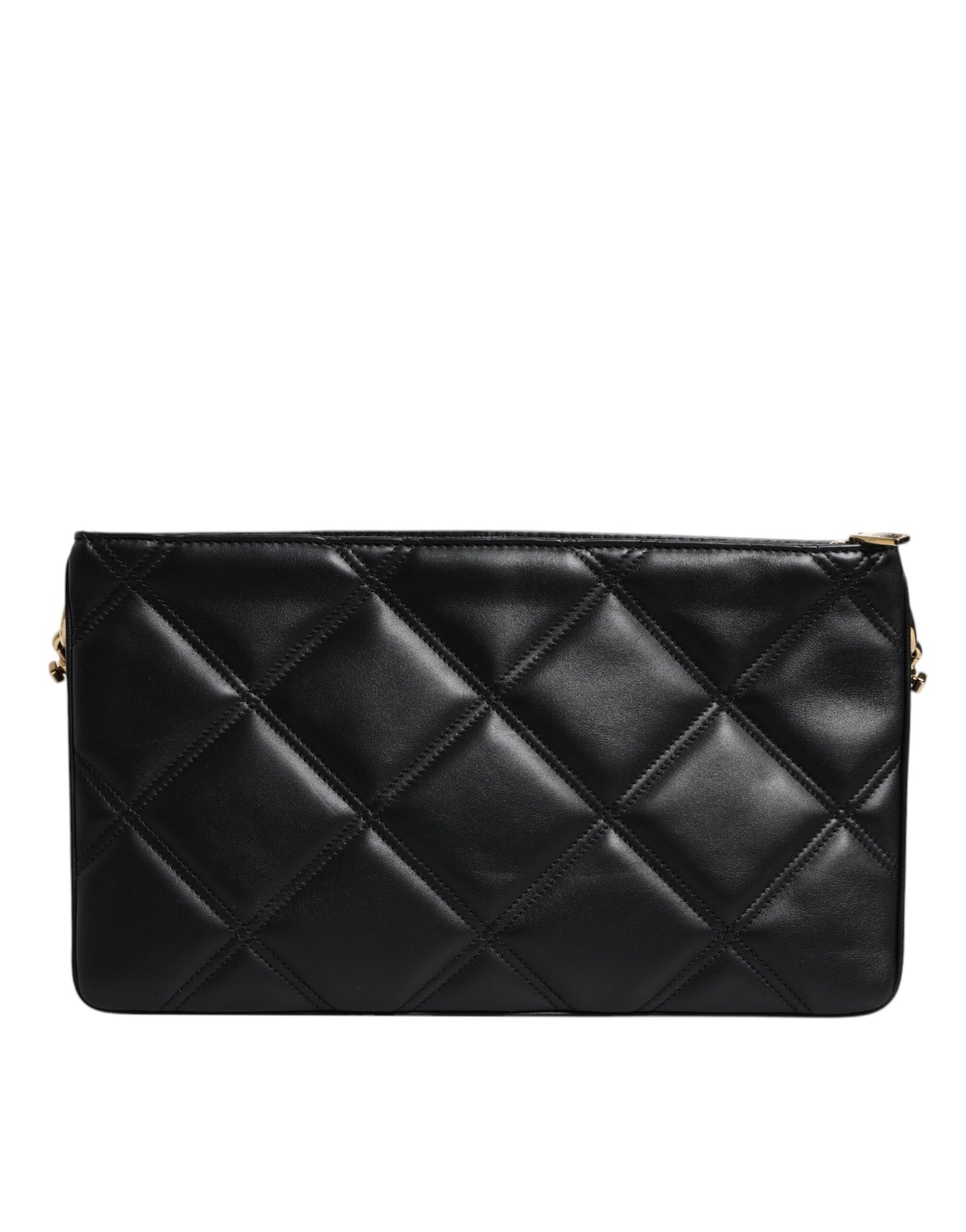 Dolce & Gabbana – Schultertasche aus schwarzem Leder mit Kristallverzierung und Logo
