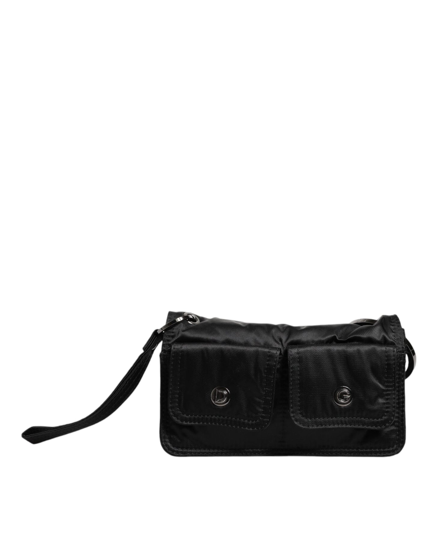 Dolce & Gabbana – Zweiwege-Clutch aus schwarzem Stoff mit Logo