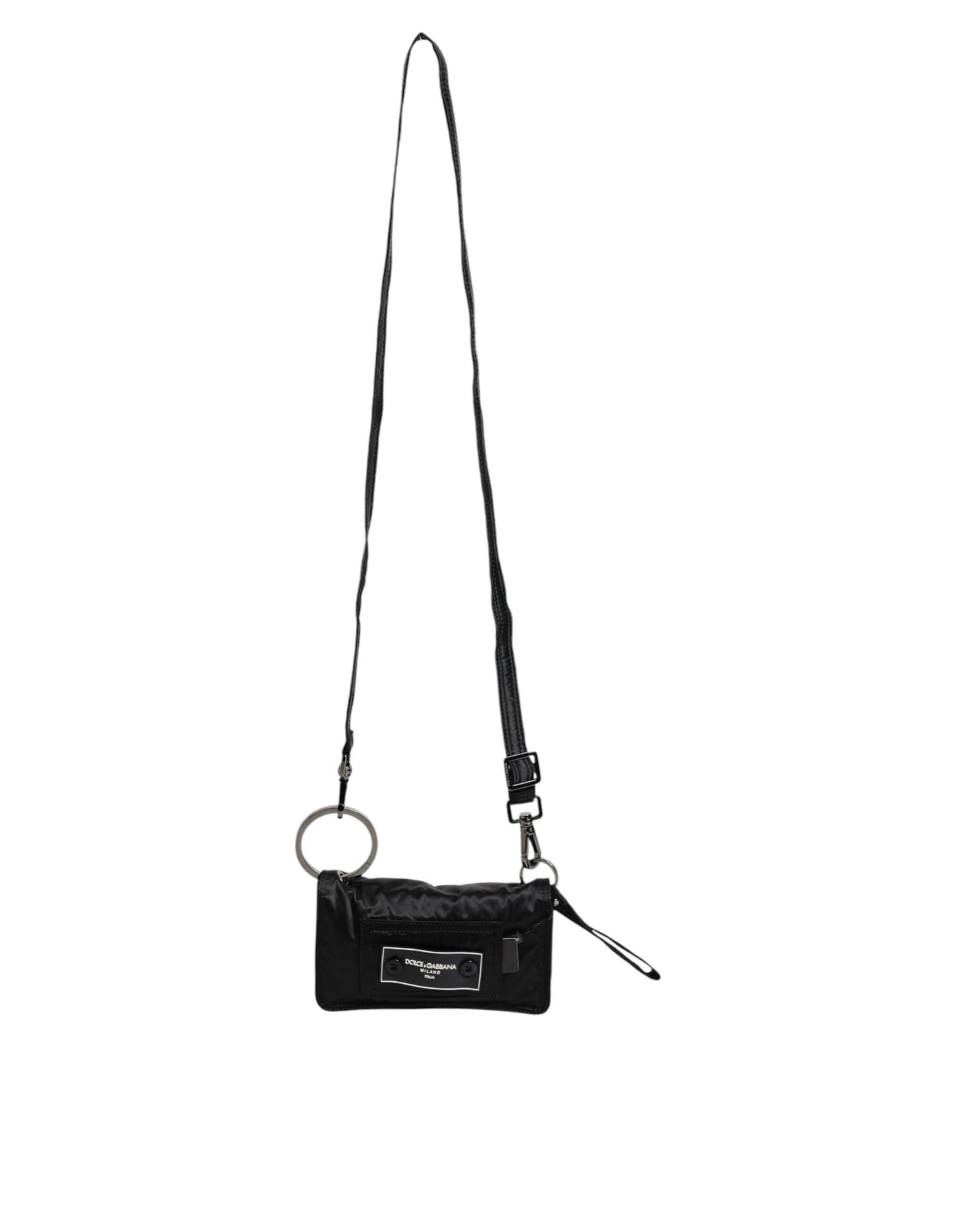 Dolce & Gabbana – Zweiwege-Clutch aus schwarzem Stoff mit Logo