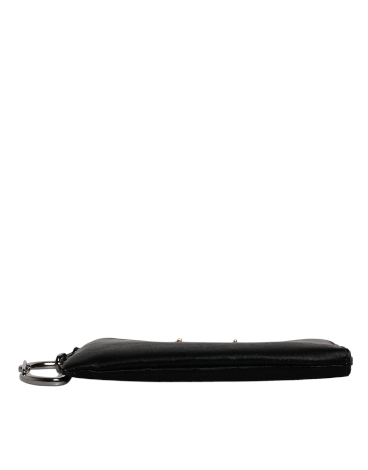 Dolce & Gabbana – Schwarze Clutch aus Nylon mit Schlüsselanhänger und Logo-Schild