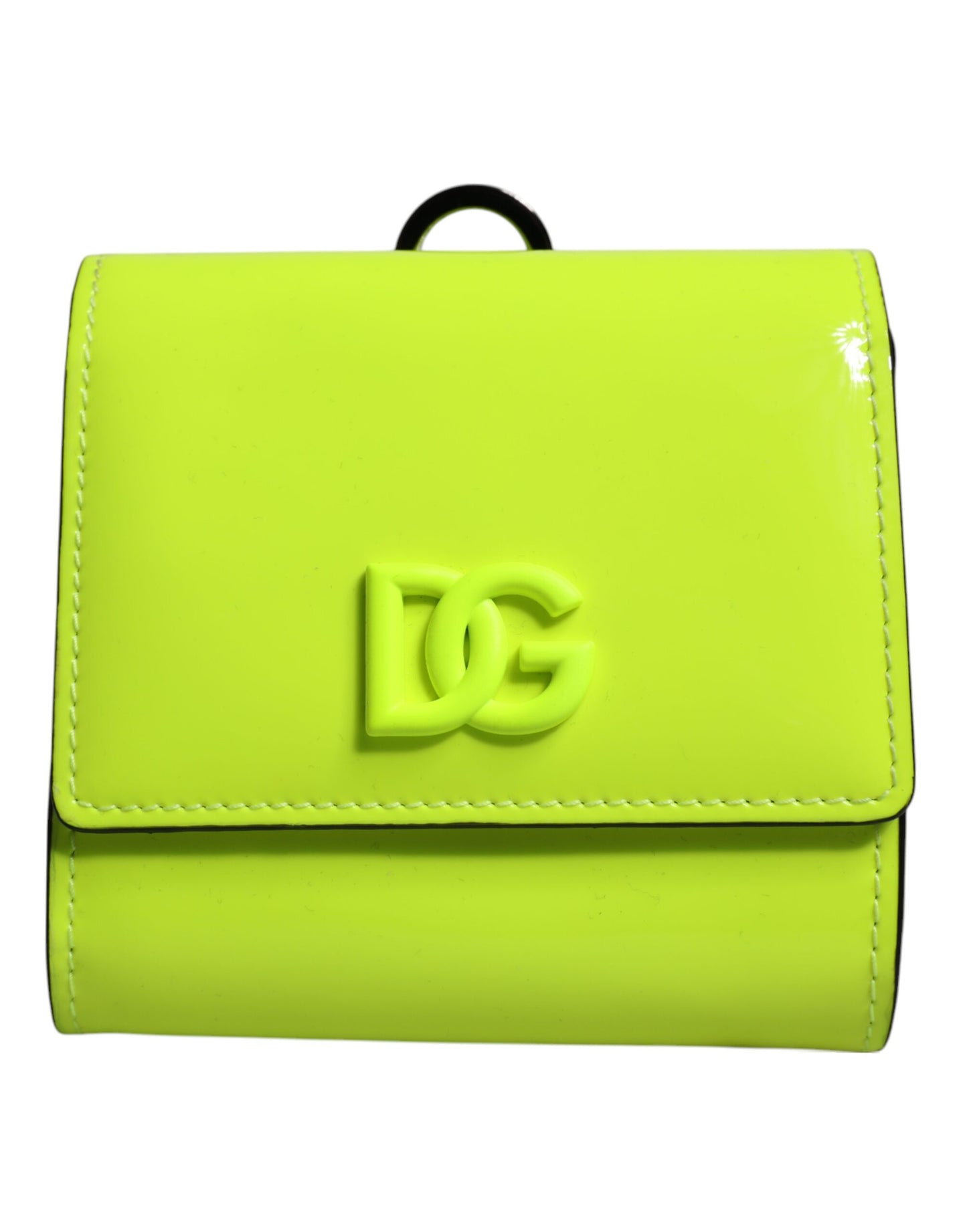 Dolce & Gabbana Yellow Green Bifold Dg Logo Neck Strap Cardholder Wallet