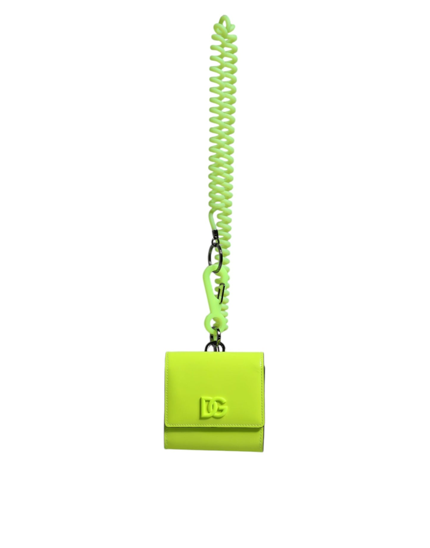 Dolce & Gabbana Yellow Green Bifold Dg Logo Neck Strap Cardholder Wallet