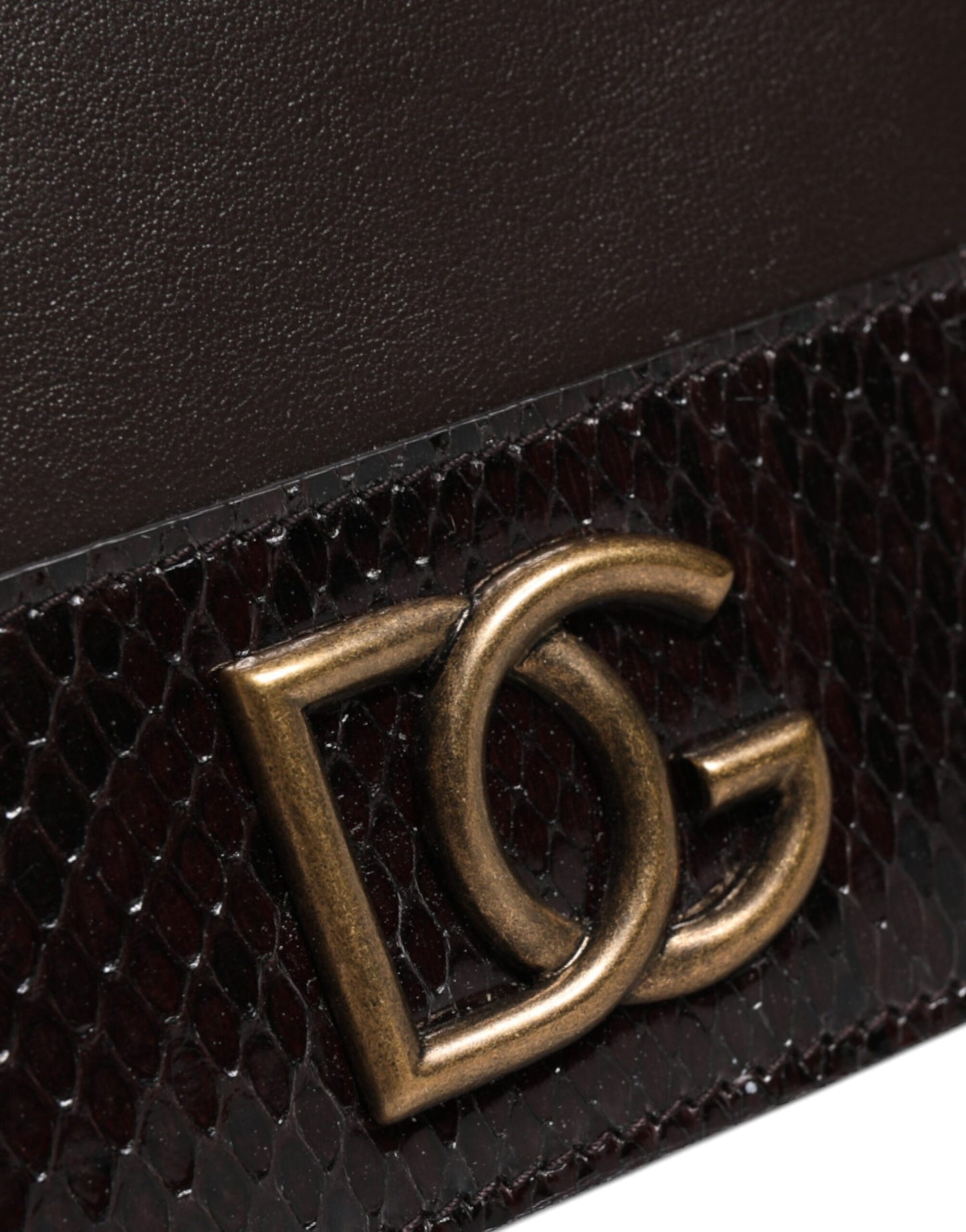Dolce & Gabbana Braunes Leder-Kartenetui mit zweifacher Faltschließe und DG-Logo