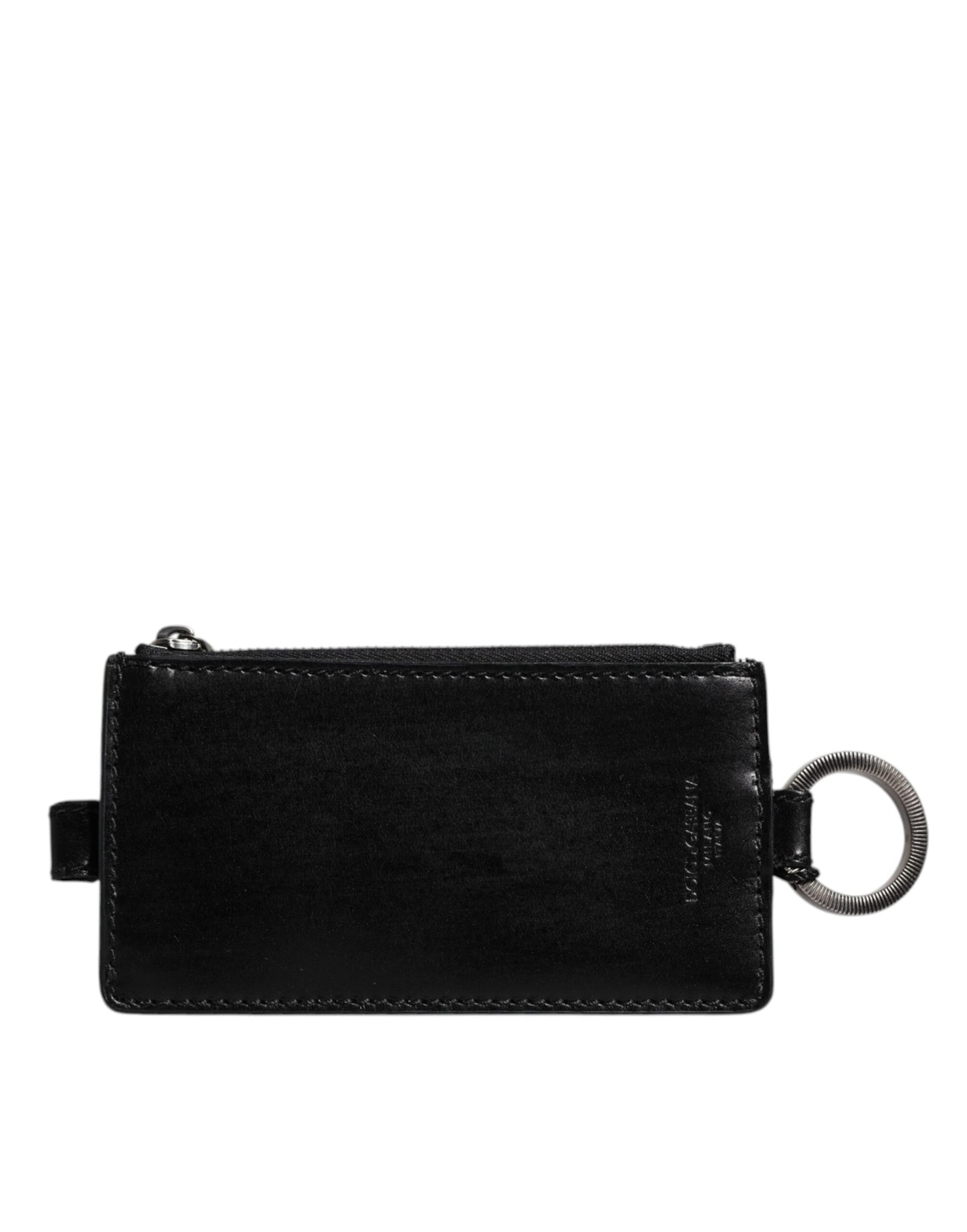 Dolce & Gabbana Schwarzes Kartenetui aus Pferdeleder mit Lanyard und Logo
