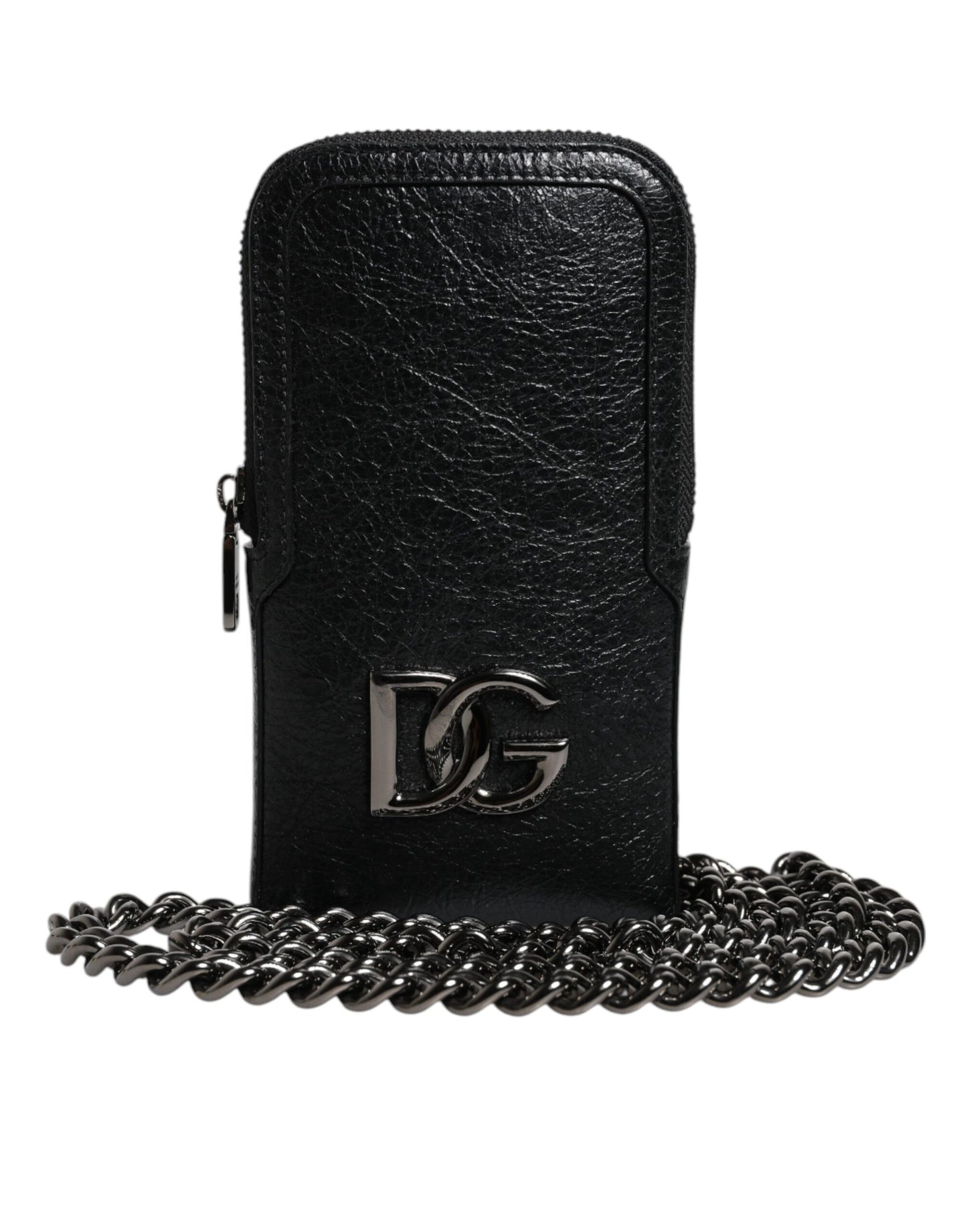 Dolce & Gabbana Schwarze Lederhandtasche, Umhängetasche mit Kette