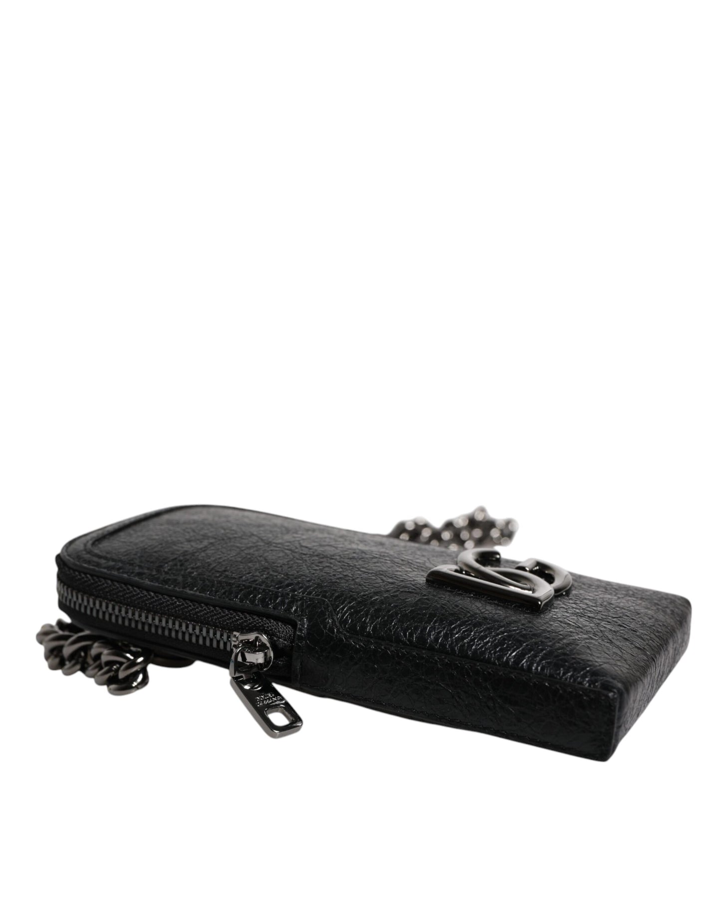 Dolce & Gabbana Schwarze Lederhandtasche, Umhängetasche mit Kette