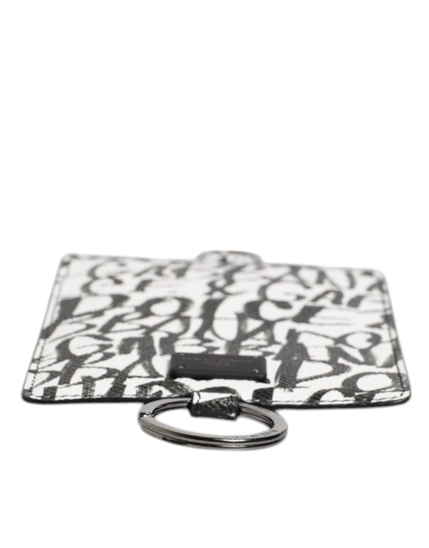 Portefeuille porte-cartes en cuir blanc Dolce & Gabbana avec cordon et logo imprimé