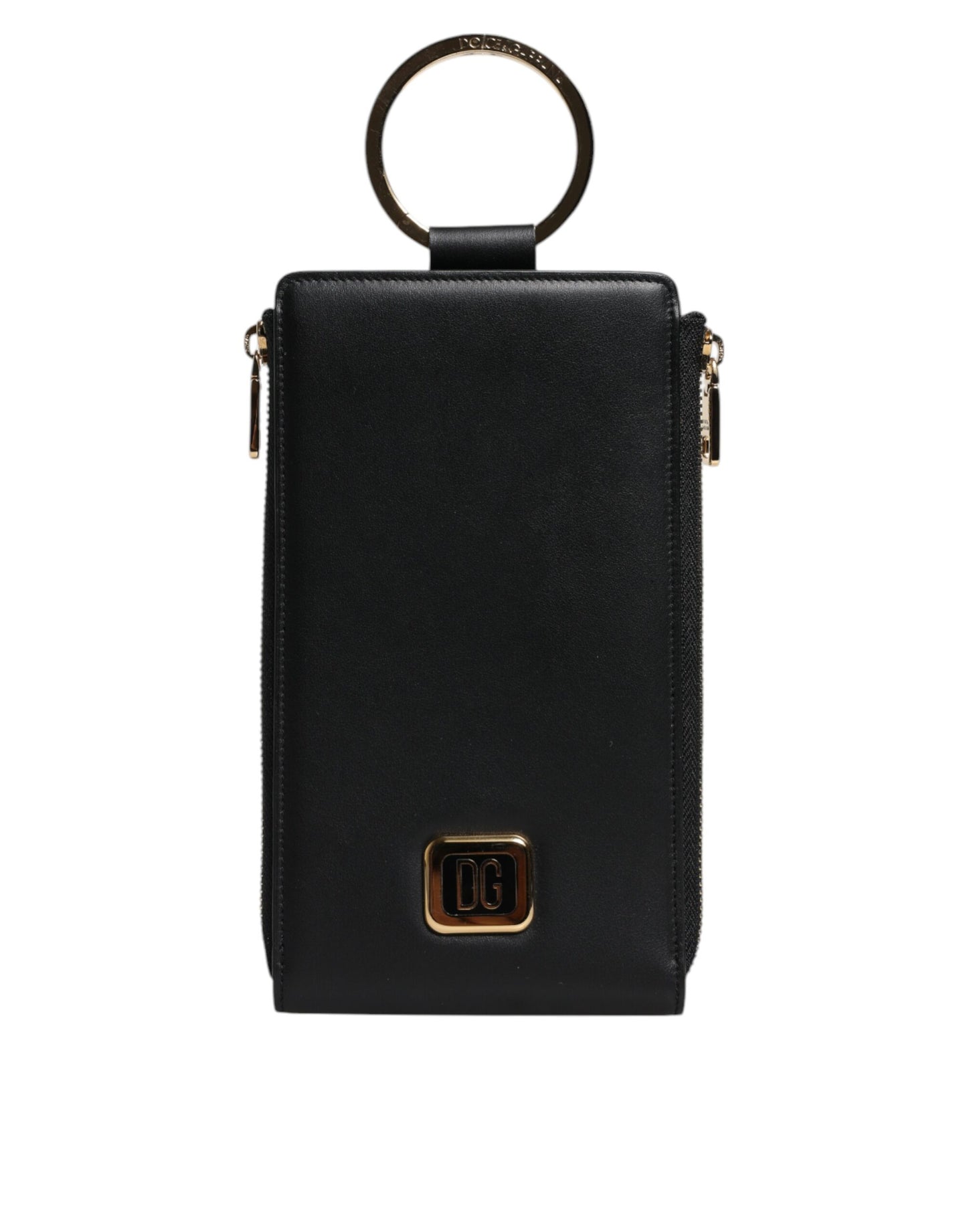 Dolce & Gabbana – Karten- und Münzgeldbörse mit Logo-Schild aus schwarzem Leder