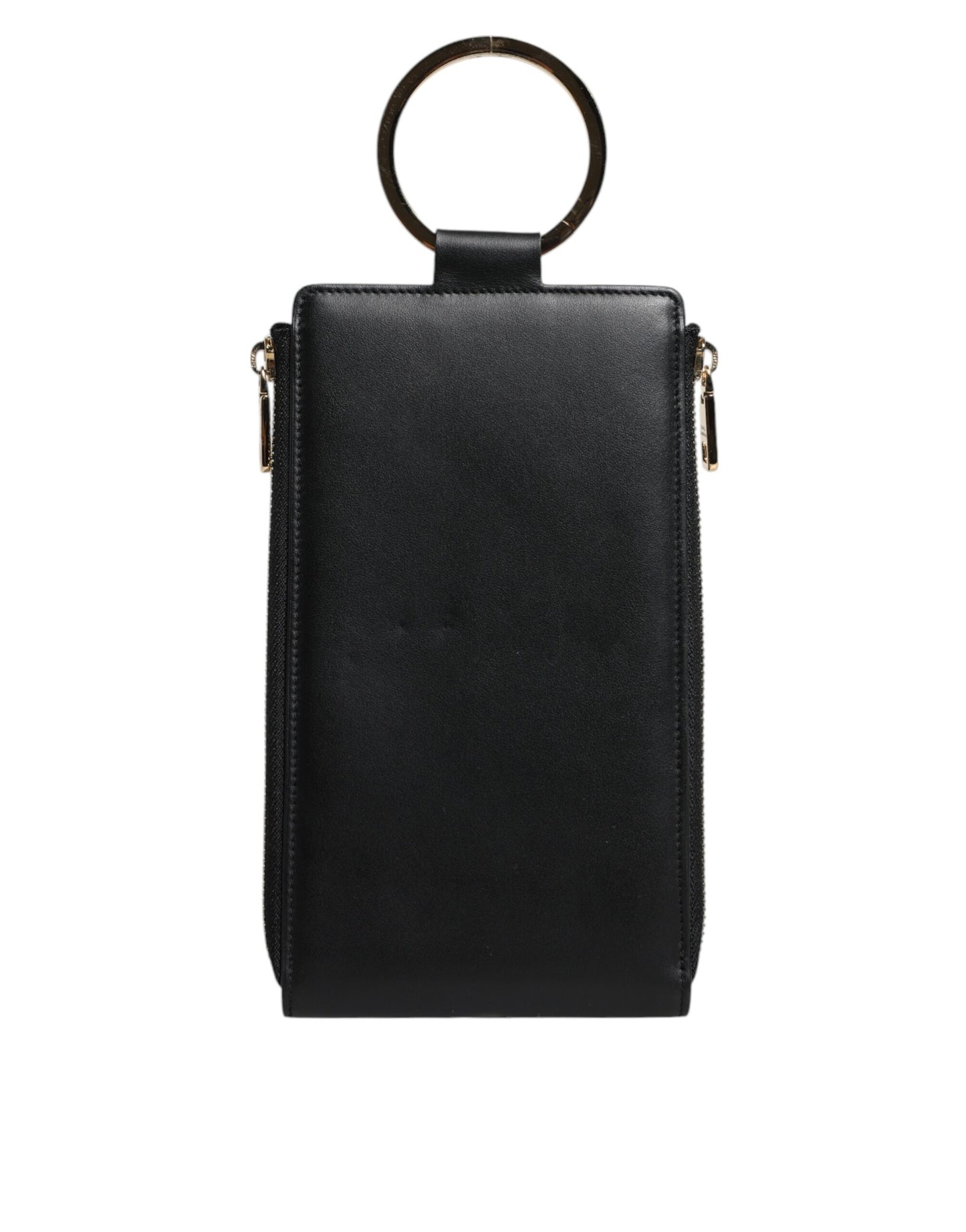 Dolce & Gabbana – Karten- und Münzgeldbörse mit Logo-Schild aus schwarzem Leder