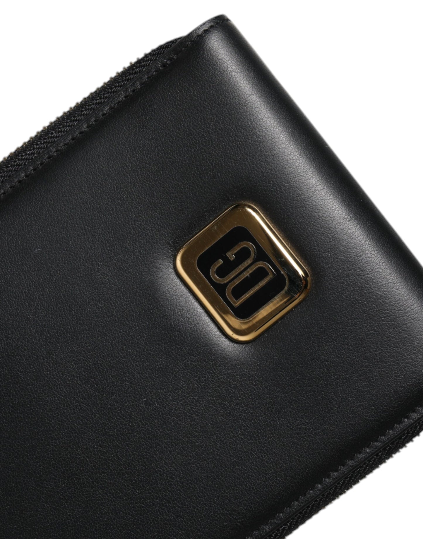 Dolce & Gabbana – Karten- und Münzgeldbörse mit Logo-Schild aus schwarzem Leder