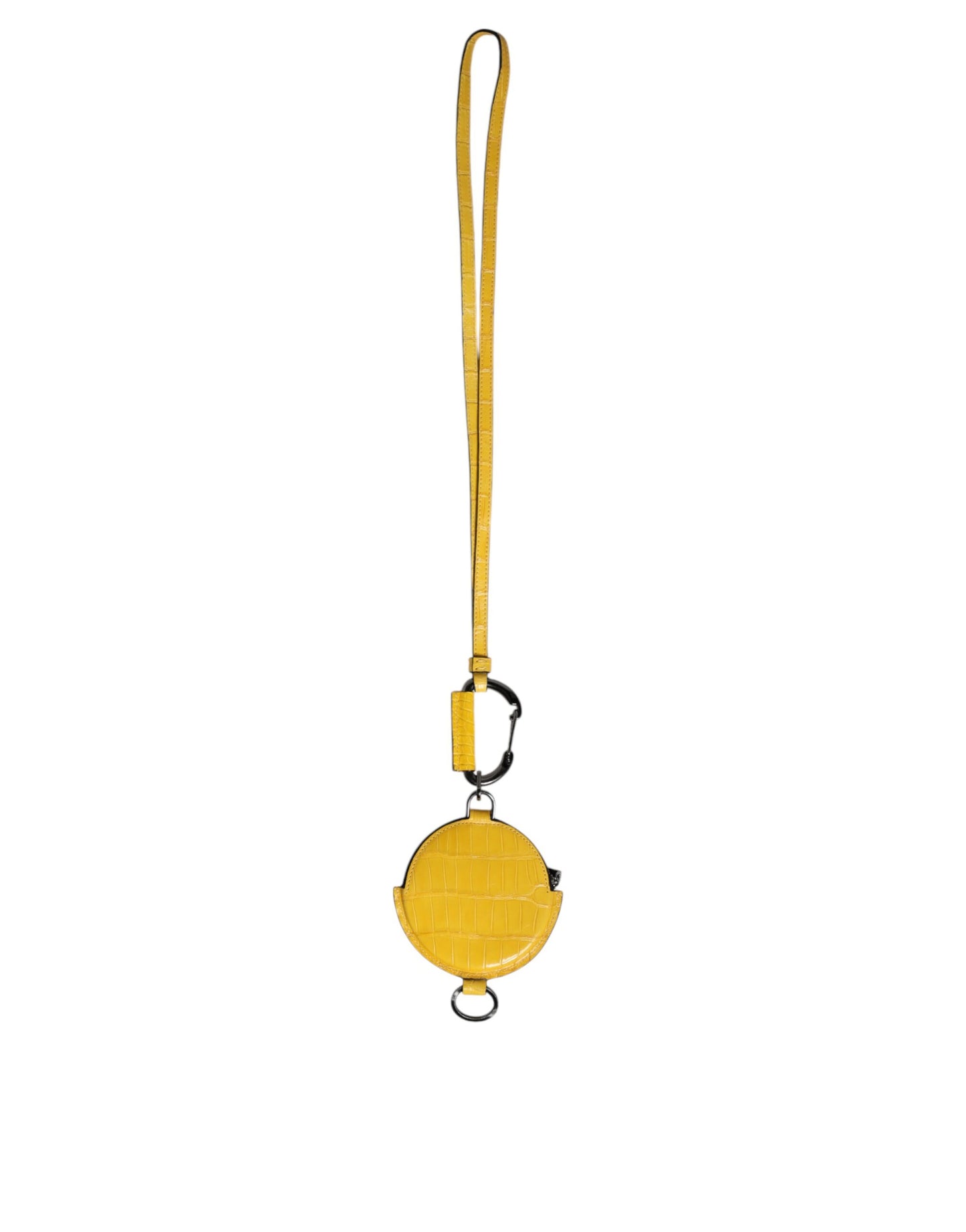 Dolce & Gabbana Yellow Round Leather Dg Logo Coin Purse Lanyard Wallet