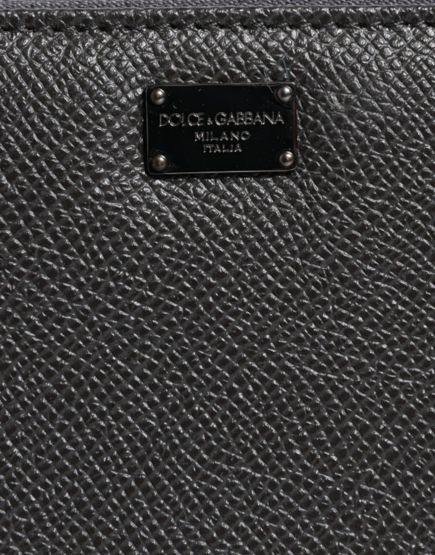 Dolce & Gabbana – Kontinentale Geldbörse aus dunkelgrauem Leder mit DG-Logo und Rundum-Reißverschluss