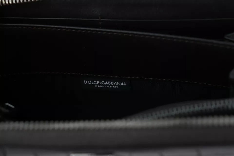 Dolce & Gabbana – Continental Clutch aus exotischem Leder mit Rundum-Reißverschluss in Braun