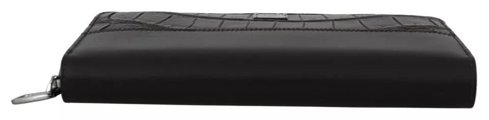 Dolce & Gabbana – Continental Clutch aus exotischem Leder mit Rundum-Reißverschluss in Braun