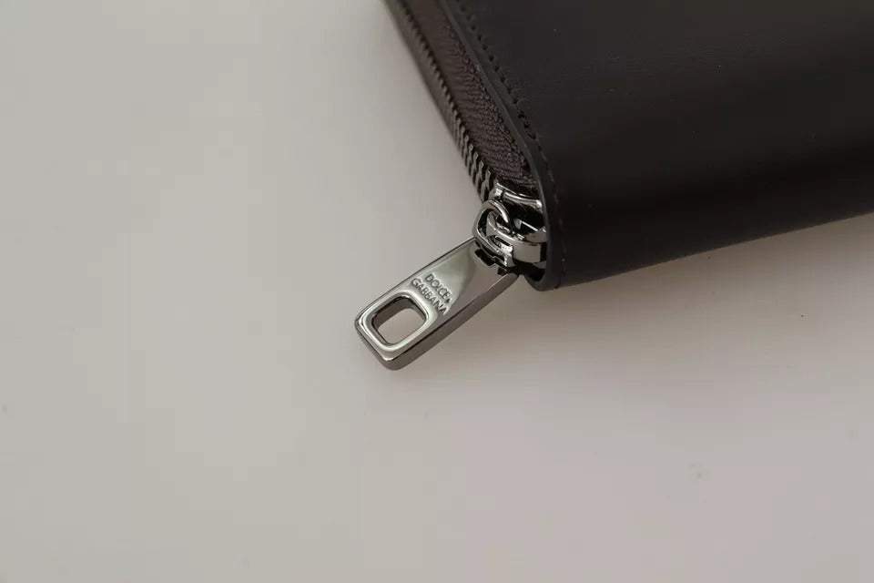 Dolce & Gabbana – Continental Clutch aus exotischem Leder mit Rundum-Reißverschluss in Braun