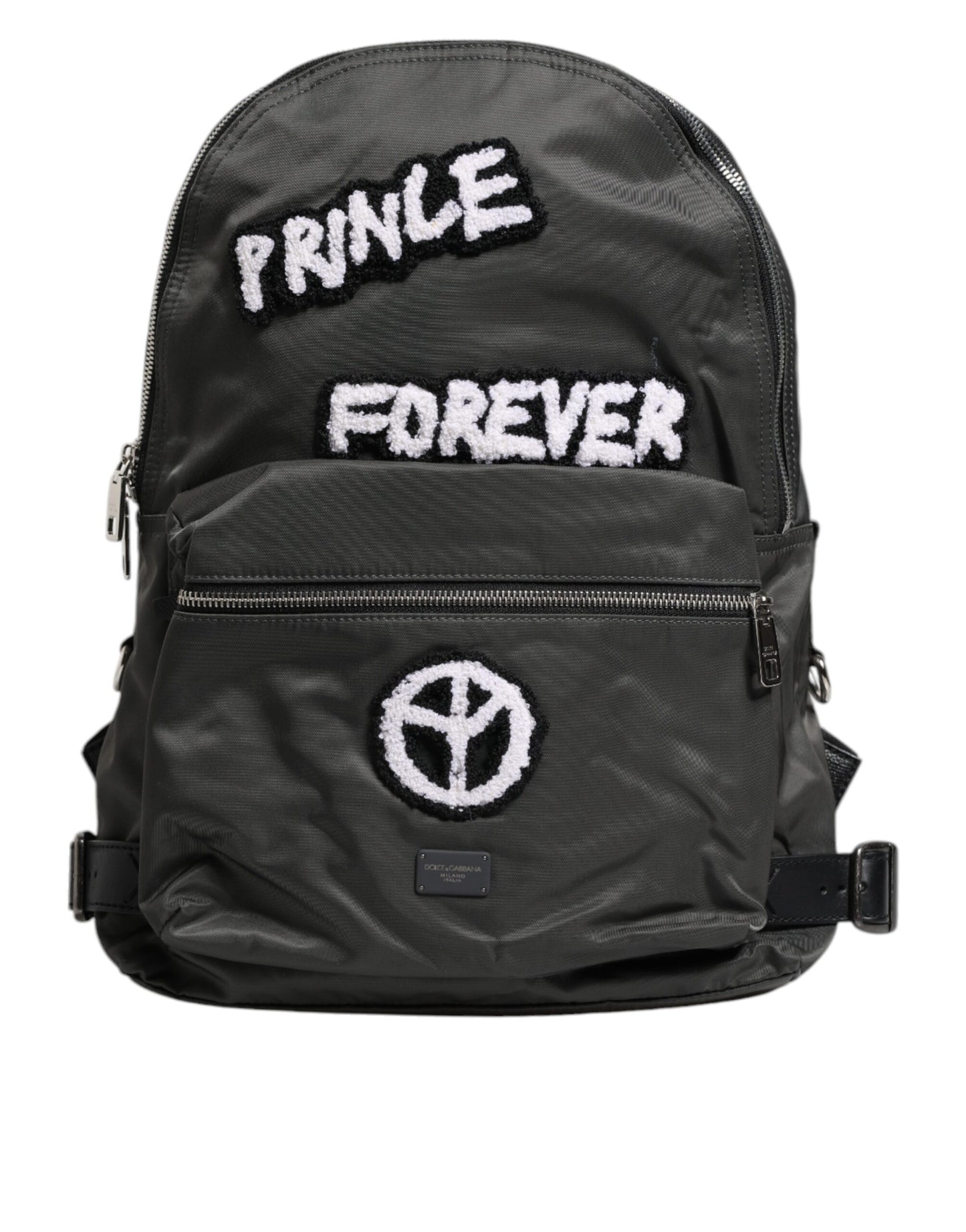 Sac à dos de voyage scolaire Prince Forever en nylon gris Dolce & Gabbana
