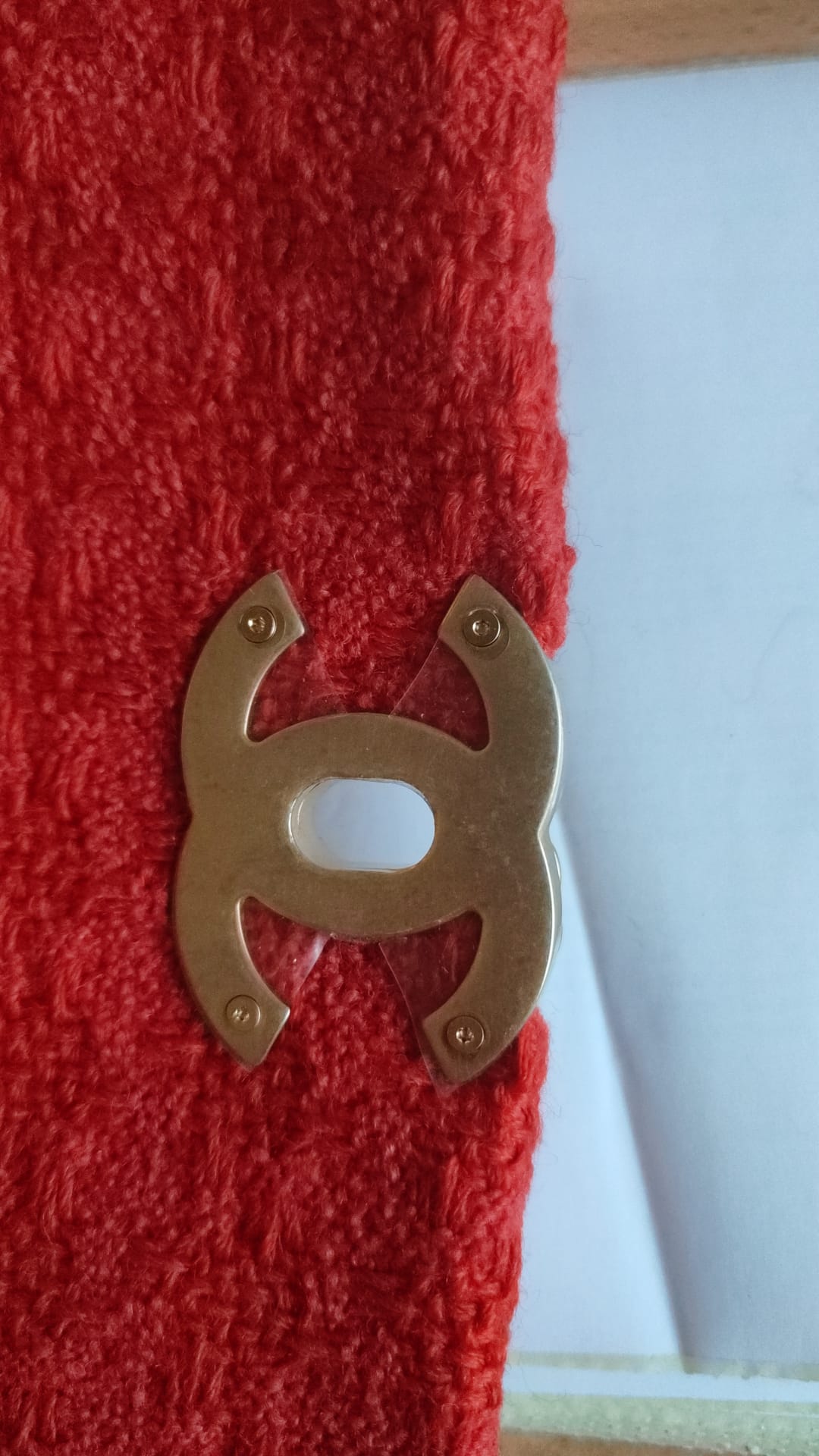 Sac à main Chanel en tweed rouge à deux voies avec chaîne moyenne