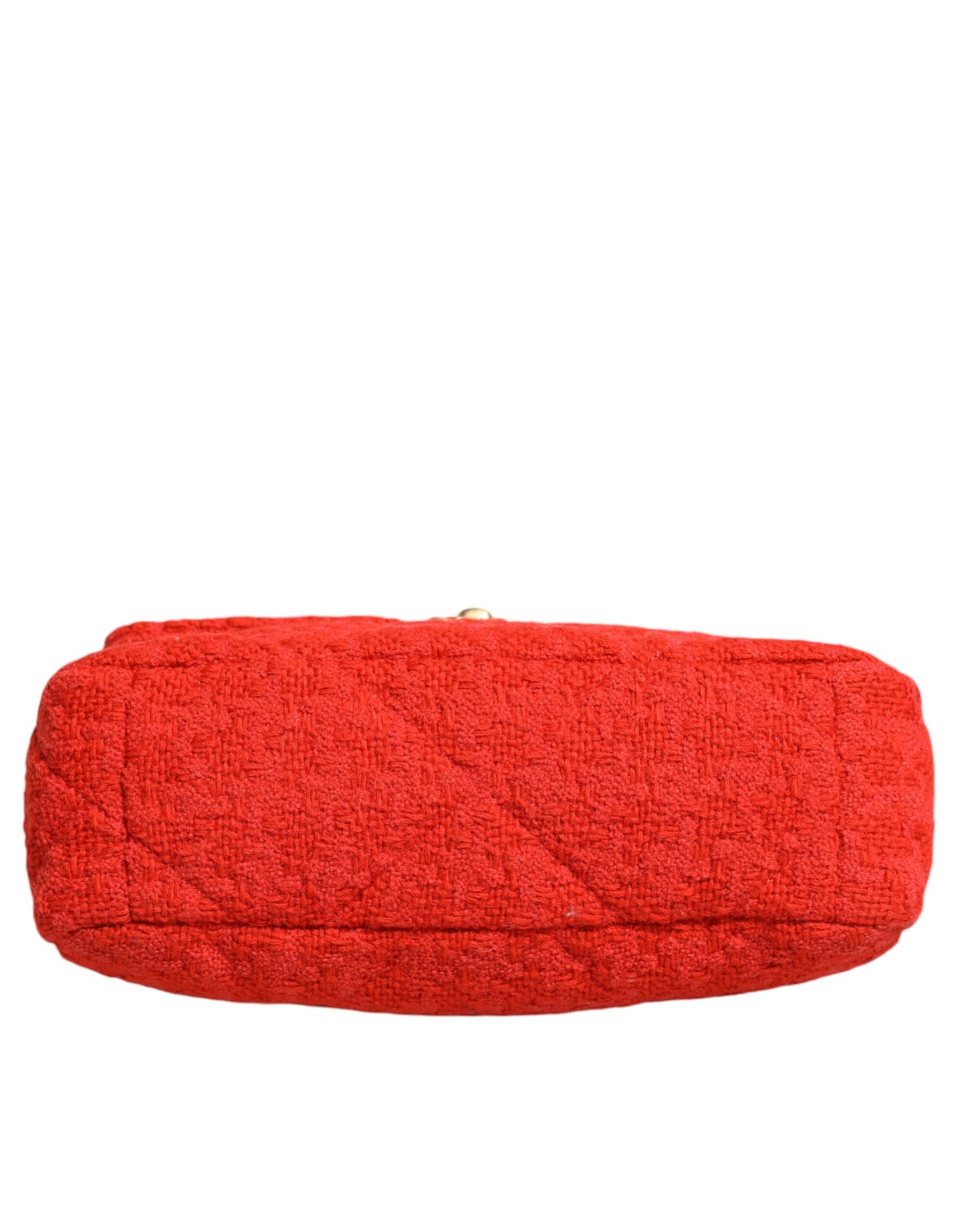 Sac à main Chanel en tweed rouge à deux voies avec chaîne moyenne