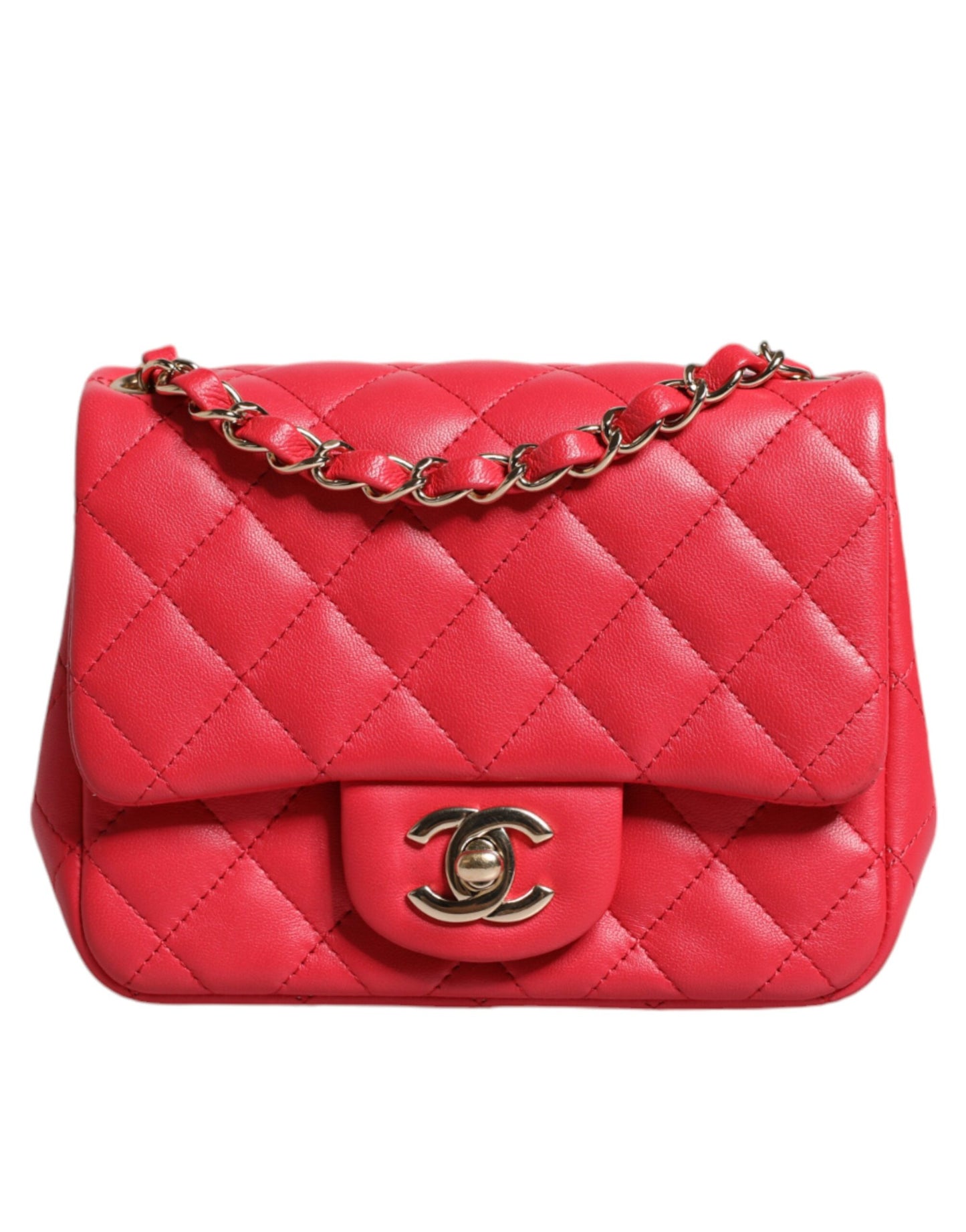 Chanel Pink Matelasse Chain Schultertasche aus Lammleder Mini