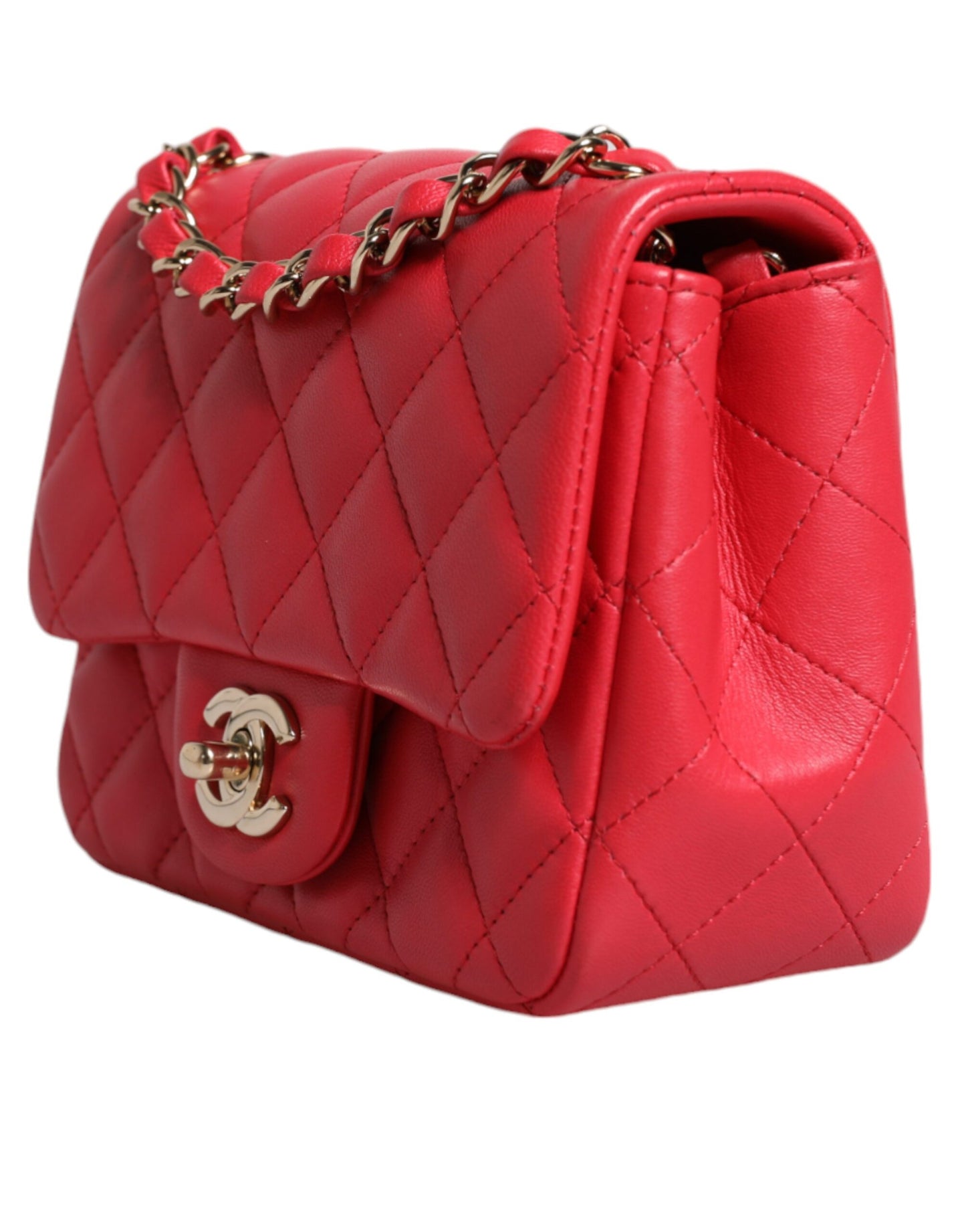 Chanel Pink Matelasse Chain Schultertasche aus Lammleder Mini